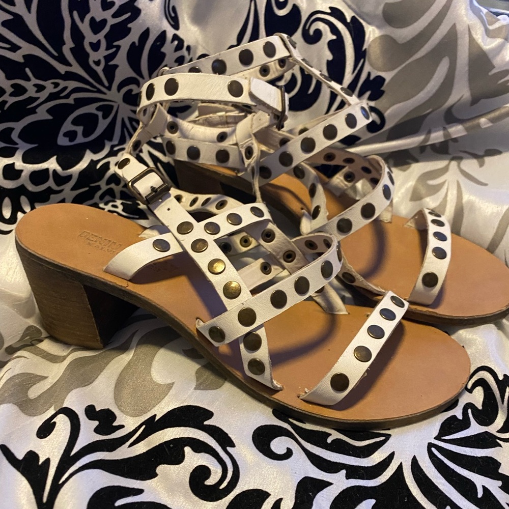 Denim & Supply Ralph Lauren Lexy White-Studded Gladiator Sandals.
